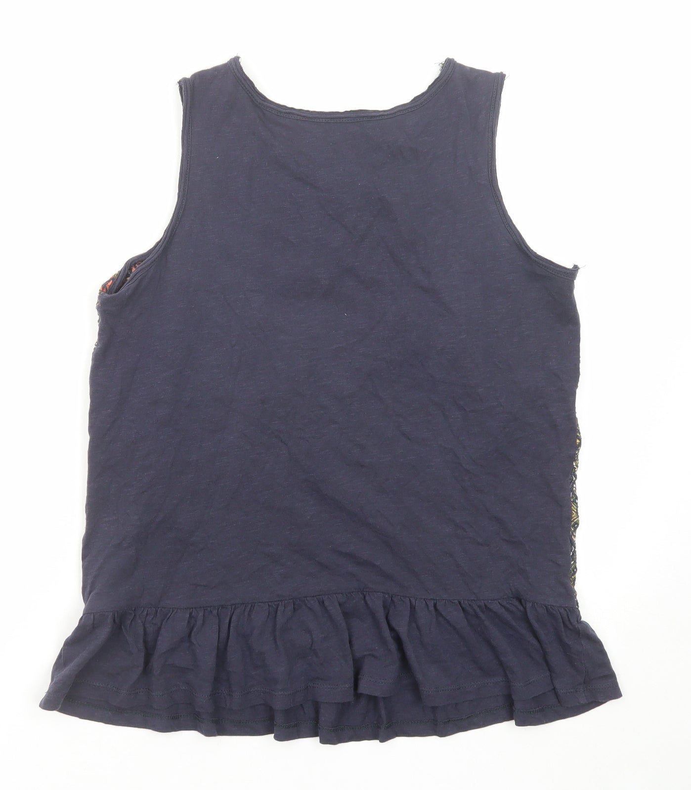 NEXT Womens Blue Geometric Cotton Basic Tank Size 8 Round Neck