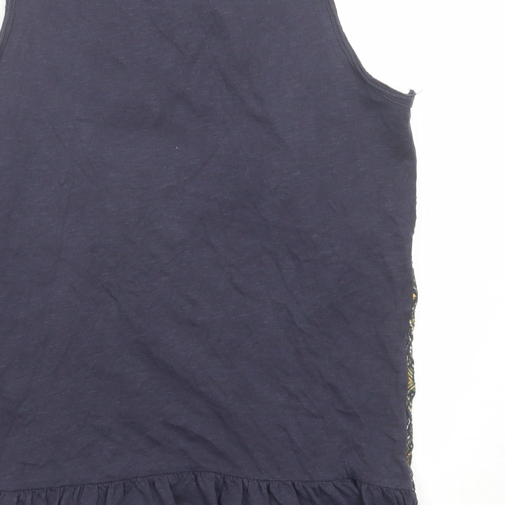 NEXT Womens Blue Geometric Cotton Basic Tank Size 8 Round Neck