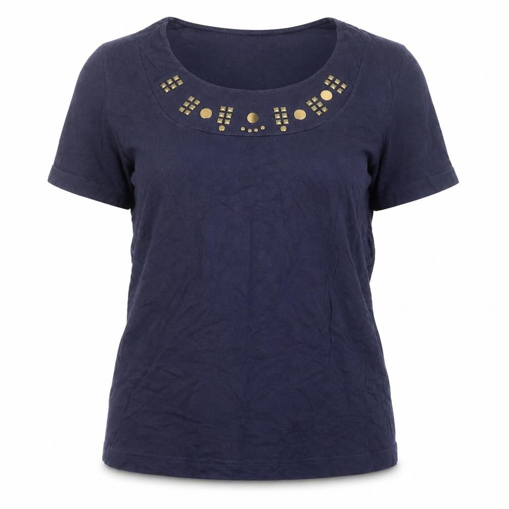 Pure Wear Womens Blue Cotton Basic Blouse Size 16 Round Neck