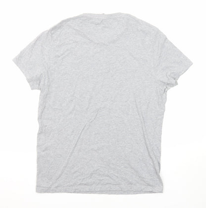 Back view of ASOS women’s grey cotton basic t-shirt, size L, crew neck