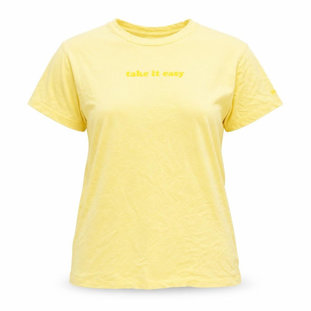 PINK Womens Yellow Cotton Basic T-Shirt Size XS Crew Neck - Take it Easy