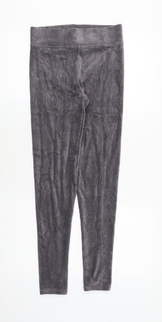 Marks and Spencer Womens Grey Polyester Carrot Leggings Size 6 Regular - Ribbed