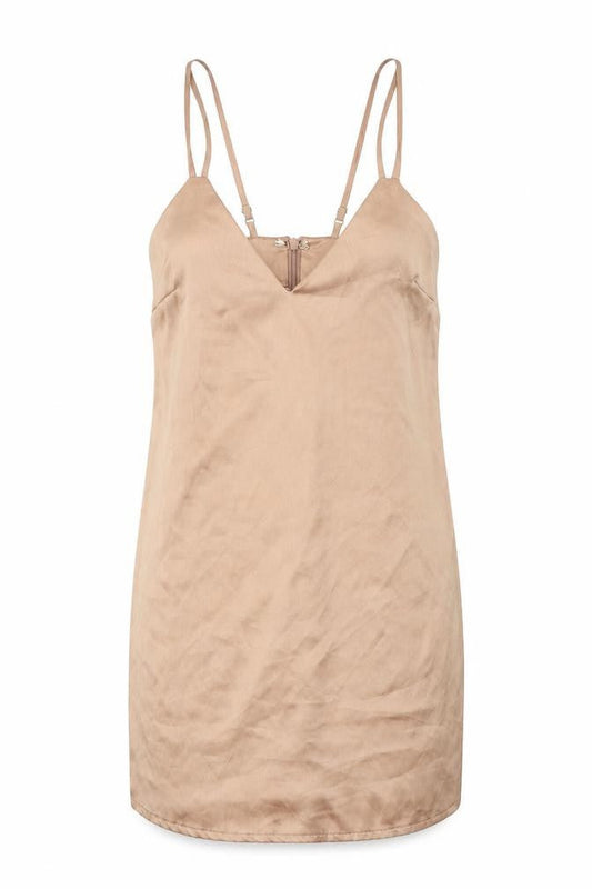 Missguided Womens Brown Polyester Slip Dress Size 6 V-Neck Zip