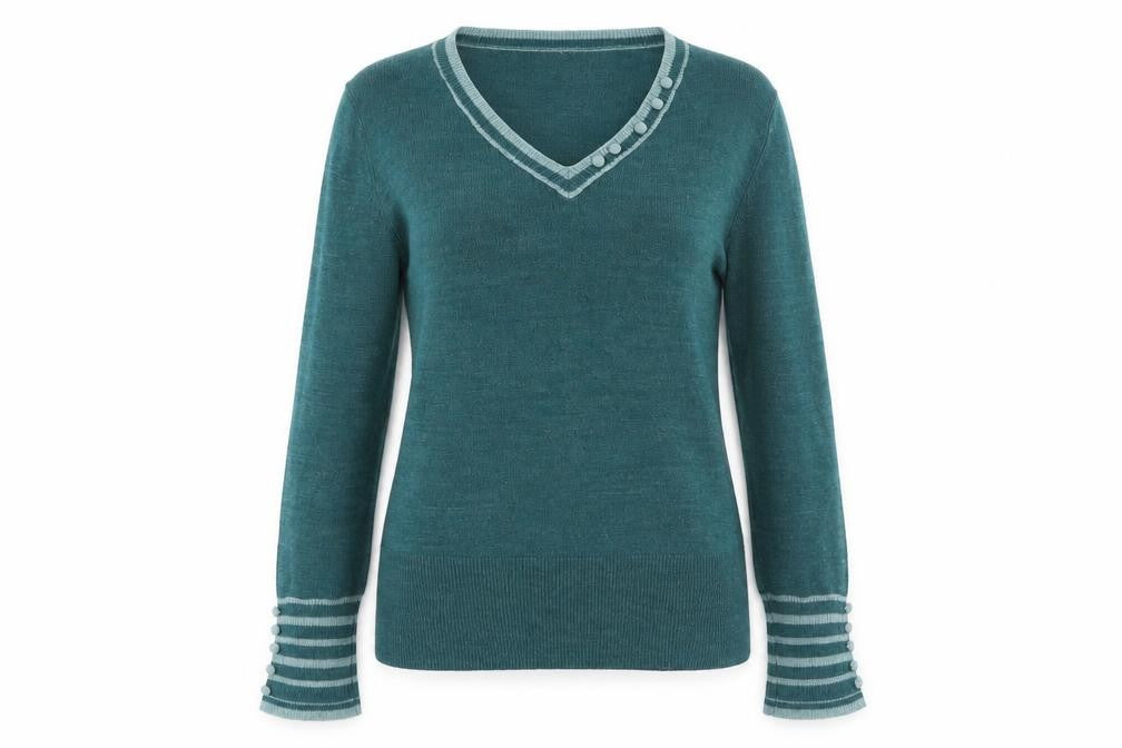 Autonomy Womens Blue V-Neck Acrylic Pullover Jumper Size 10