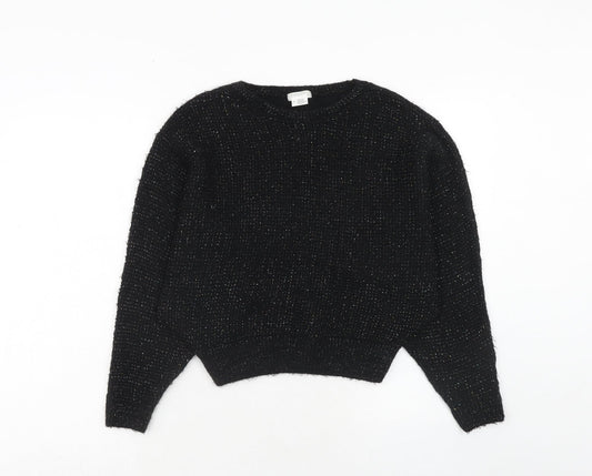Cooperative Womens Black Round Neck Acrylic Pullover Jumper Size S