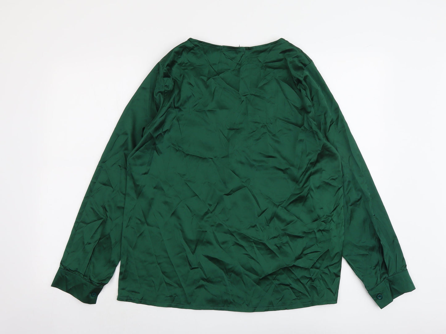 Chicme Womens Green Polyester Basic Blouse Size XL V-Neck