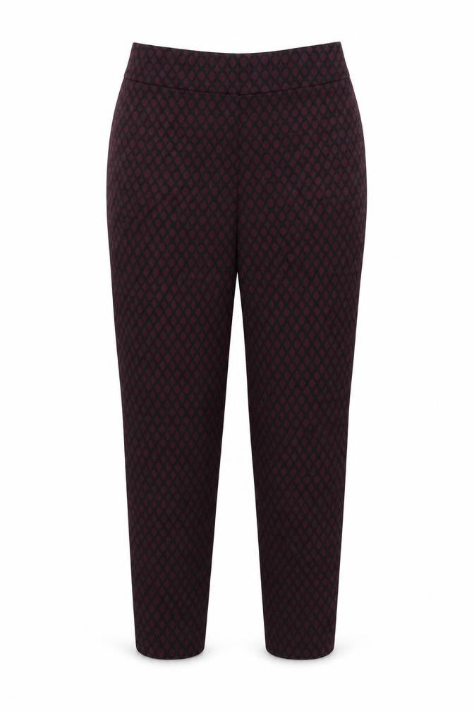 Phase Eight Womens Red Geometric Polyester Trousers Size 12 L27 in Regular Button
