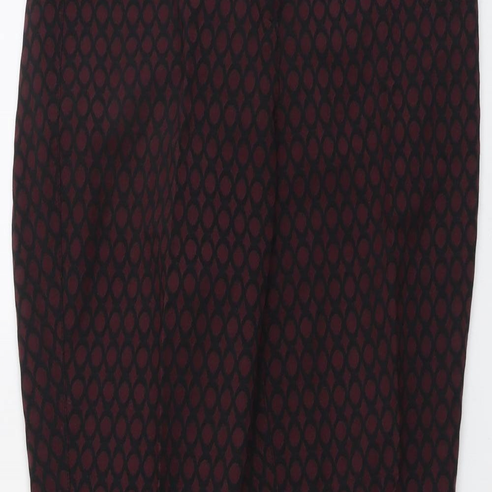 Phase Eight Womens Red Geometric Polyester Trousers Size 12 L27 in Regular Button