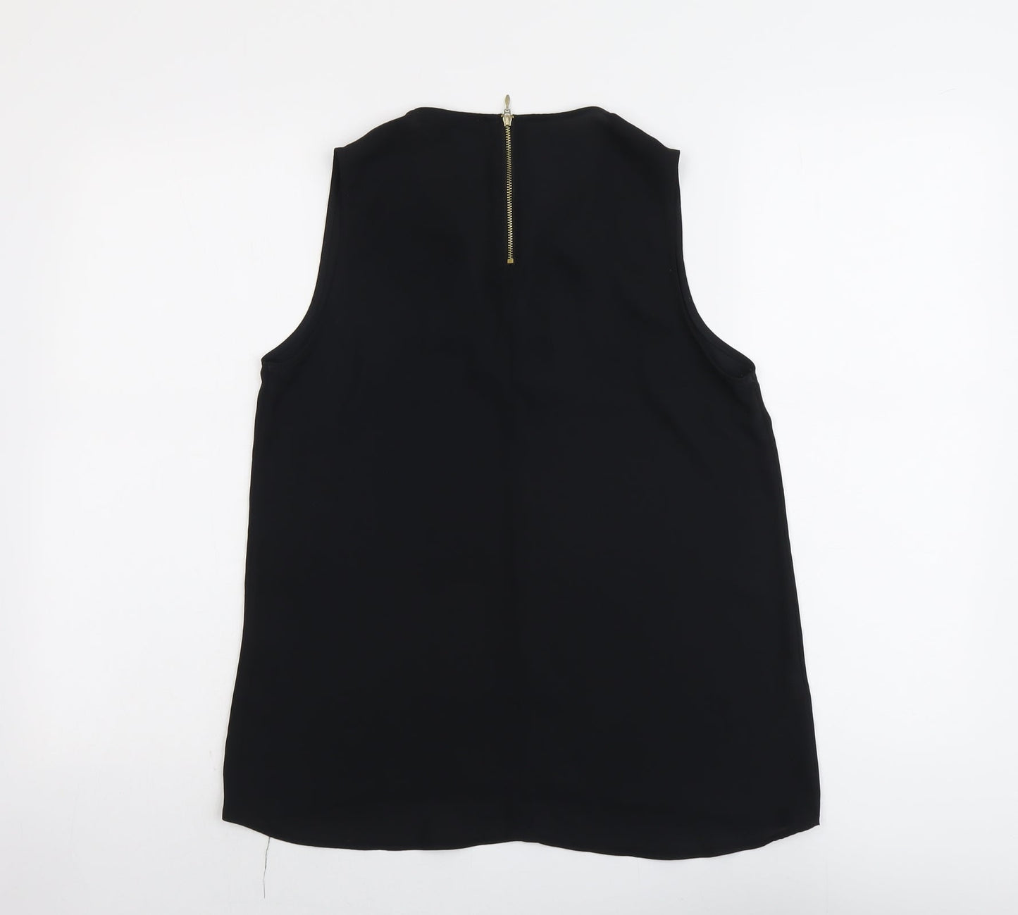 NEXT Womens Black Polyester Basic Blouse Size 10 V-Neck