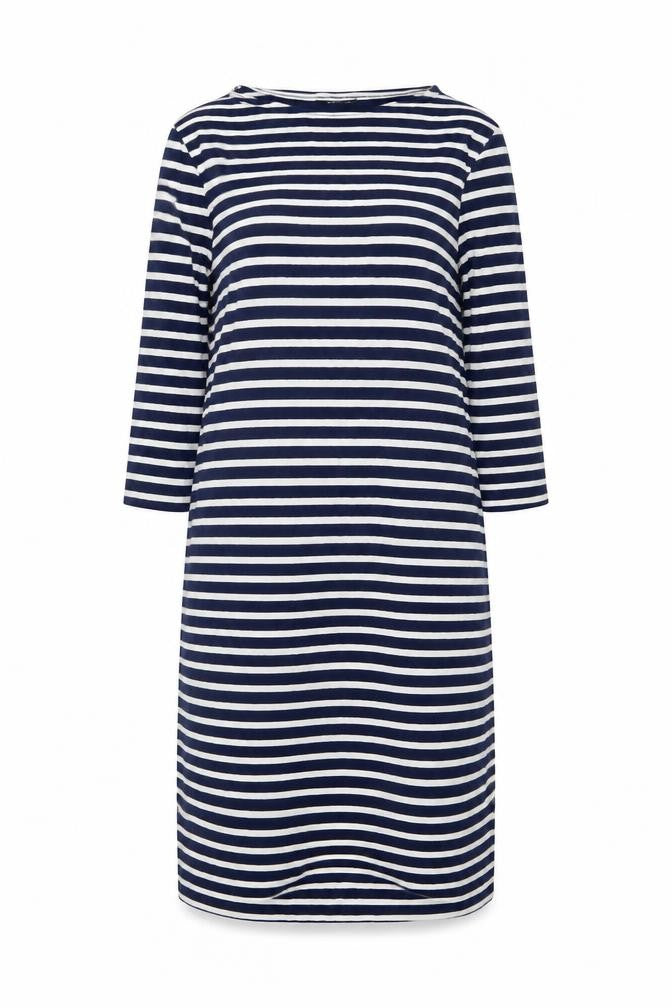 New Look Womens Blue Striped Viscose A-Line Size 10 Round Neck Pullover