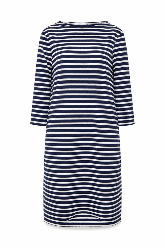 New Look Womens Blue Striped Viscose A-Line Size 10 Round Neck Pullover