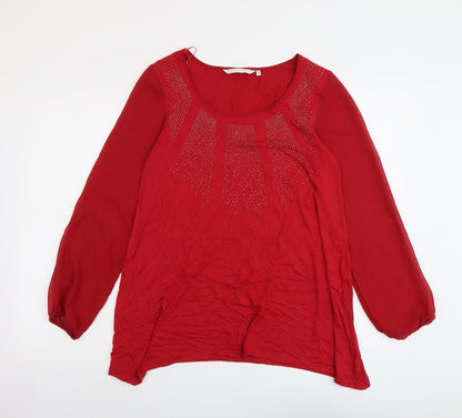 Epilogue Womens Red Viscose Basic Blouse Size 12 Scoop Neck