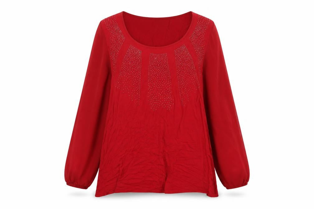 Epilogue Womens Red Viscose Basic Blouse Size 12 Scoop Neck