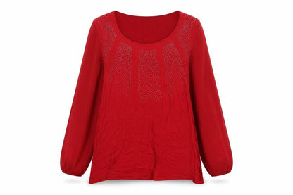 Epilogue Womens Red Viscose Basic Blouse Size 12 Scoop Neck
