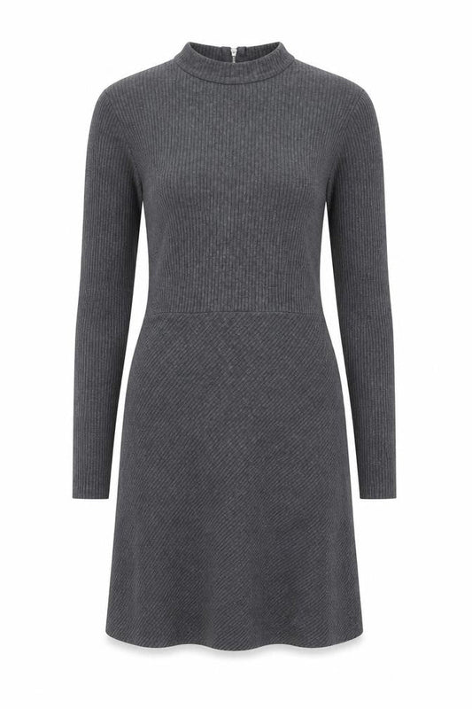 Witchery Womens Grey Cotton Jumper Dress Size 8 Round Neck Zip