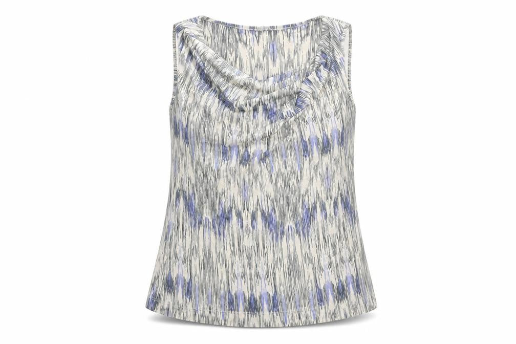 Autograph Womens Beige Geometric Viscose Basic Tank Size 14 Cowl Neck