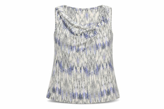 Autograph Womens Beige Geometric Viscose Basic Tank Size 14 Cowl Neck