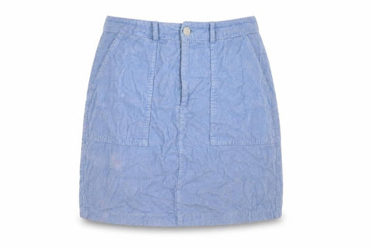 New Look Womens Blue Cotton A-Line Skirt Size 10 Zip