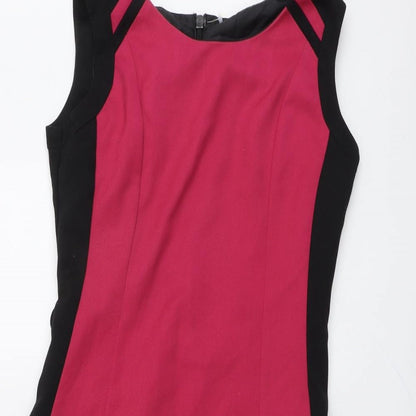 Next Womens Black Colourblock Polyester Shift Size 6 Round Neck Zip