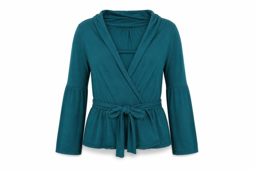 Planet Womens Blue V-Neck Viscose Wrap Jumper Size M