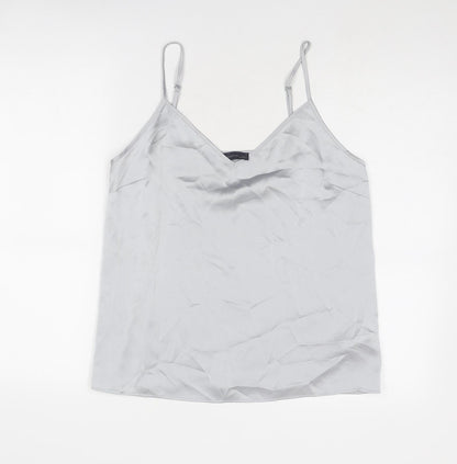 Marks & Spencer Womens Grey Polyester Basic Tank Size 12 V-Neck