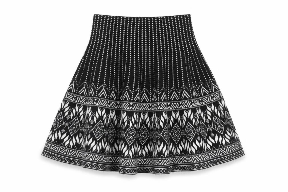 New Look Womens Black Geometric Polyester Swing Skirt Size 8