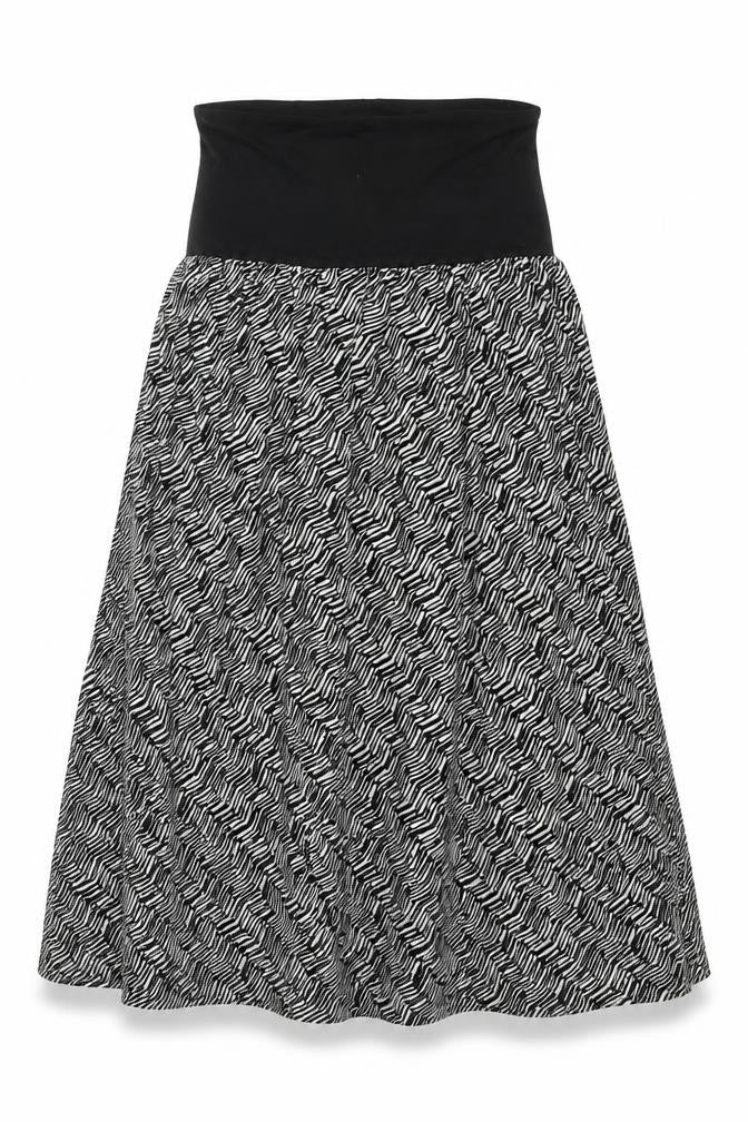 mamas & papas Womens Black Geometric Viscose Trapeze & Swing Size 6 Off the Shoulder Pullover