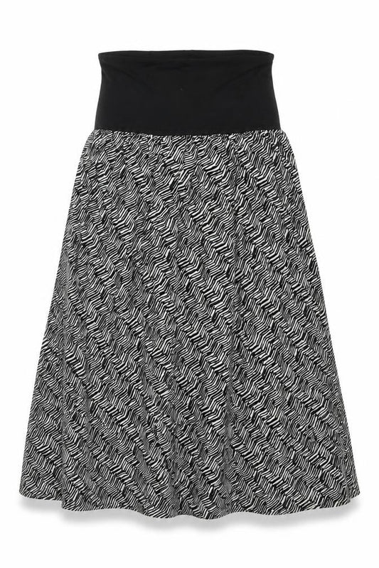 mamas & papas Womens Black Geometric Viscose Trapeze & Swing Size 6 Off the Shoulder Pullover