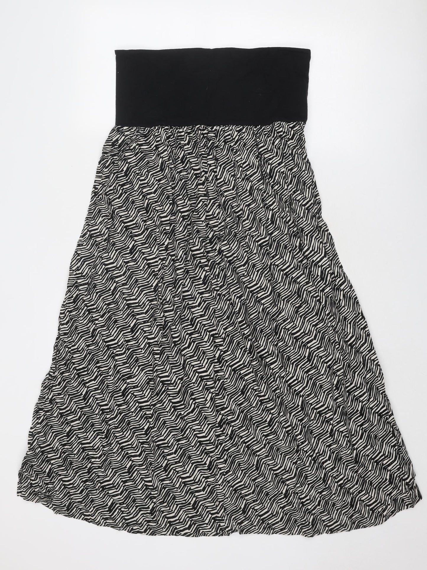 mamas & papas Womens Black Geometric Viscose Trapeze & Swing Size 6 Off the Shoulder Pullover