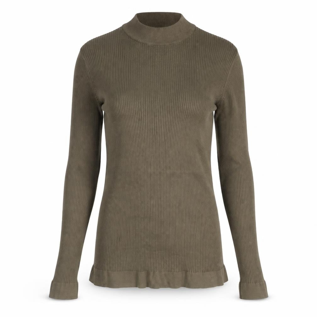 Zara Womens Green Mock Neck Viscose Pullover Jumper Size L