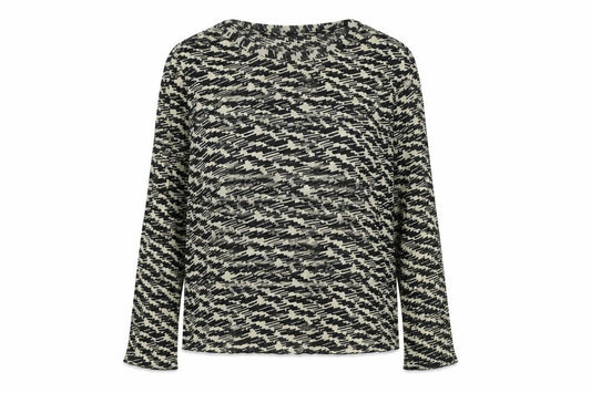 Marks and Spencer Womens Black Geometric Polyester Basic Blouse Size 10 Boat Neck