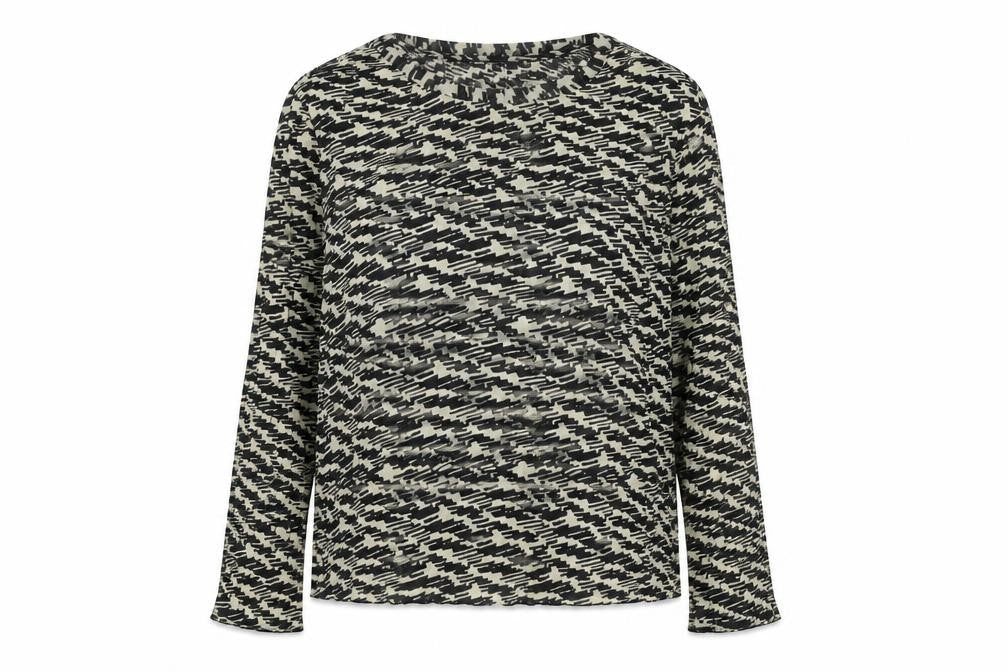 Marks & Spencer Womens Black Geometric Polyester Basic Blouse Size 10 Boat Neck