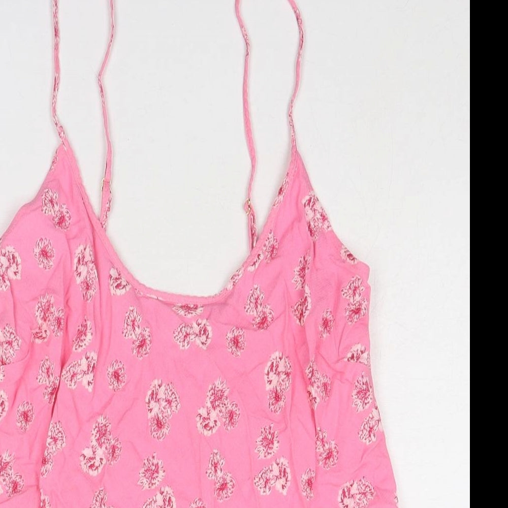 Marks and Spencer Womens Pink Floral Viscose Camisole Tank Size 6 Scoop Neck