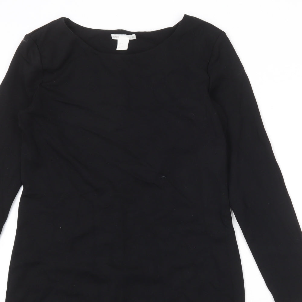 H&M Womens Black Viscose A-Line Size M Round Neck Pullover