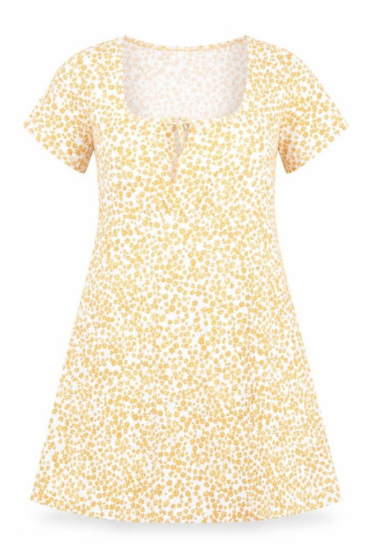 Cotton On Womens Orange Floral Polyester T-Shirt Dress Size XS Round Neck Pullover