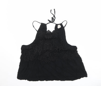 Pins & Needles Womens Black Viscose Basic Tank Size L Halter