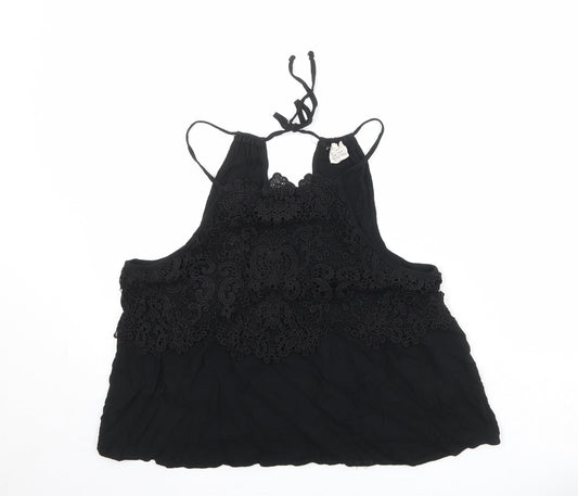 Pins & Needles Womens Black Viscose Basic Tank Size L Halter