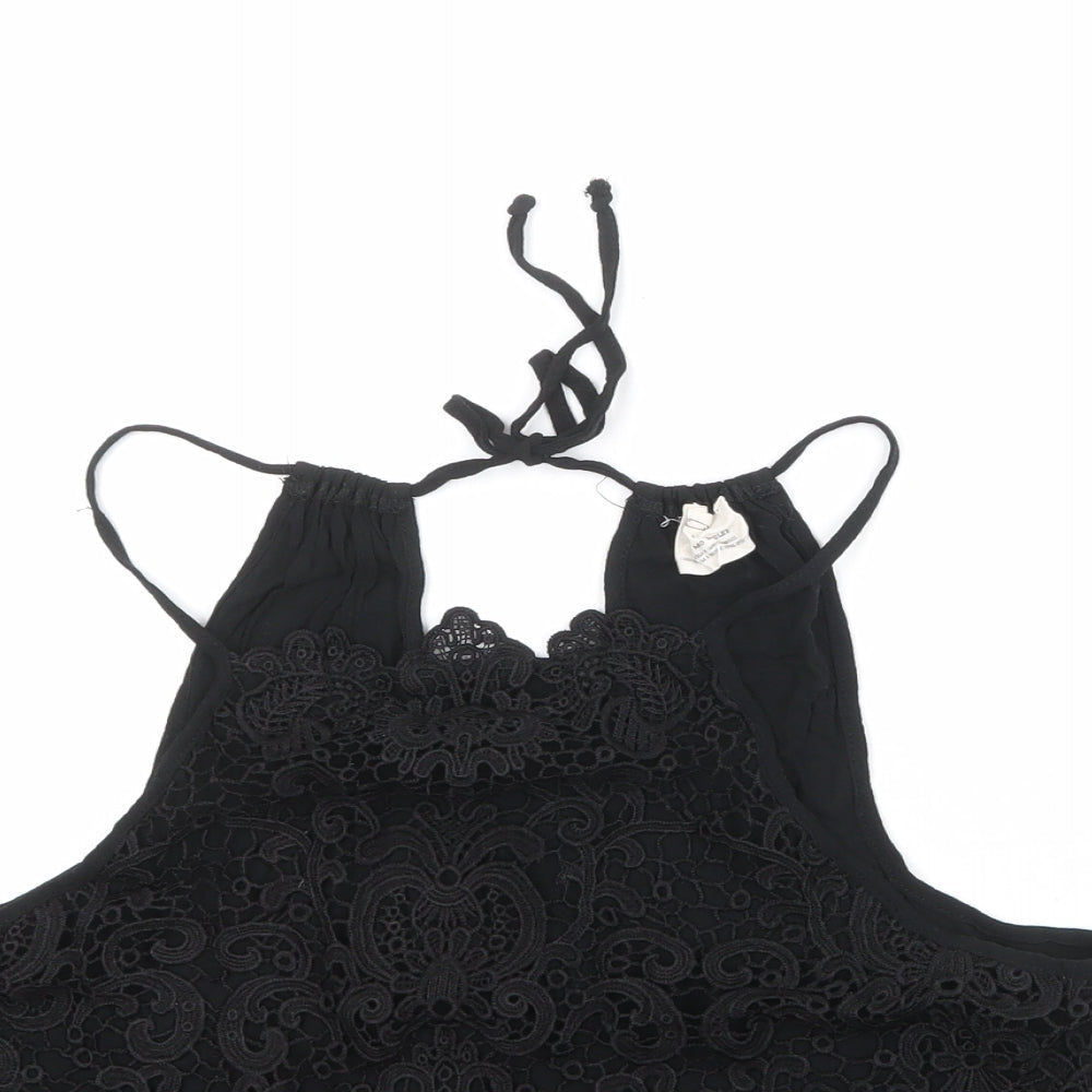 Pins & Needles Womens Black Viscose Basic Tank Size L Halter