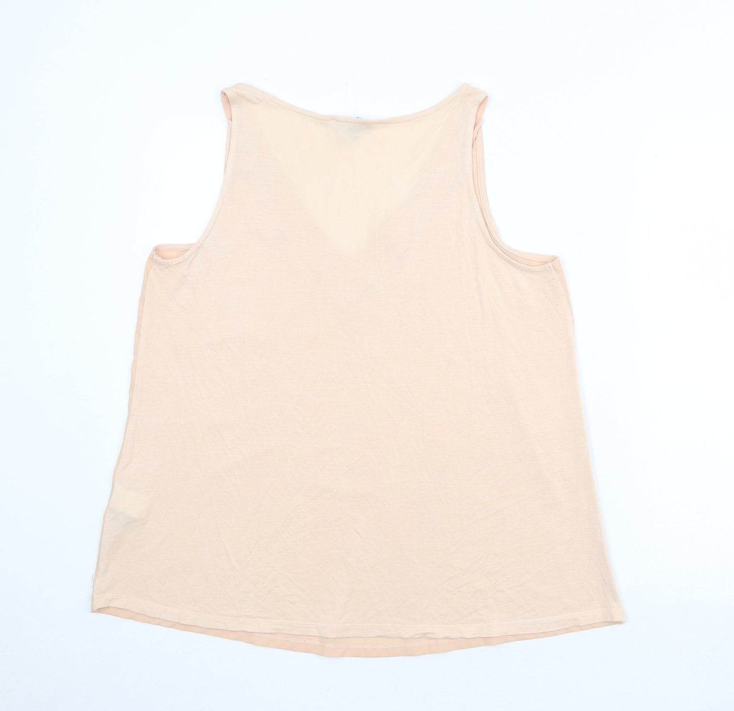 Warehouse Womens Pink Polyester Basic Tank Size 16 V-Neck