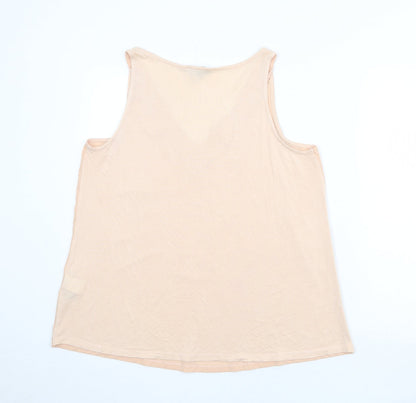 Warehouse Womens Pink Polyester Basic Tank Size 16 V-Neck