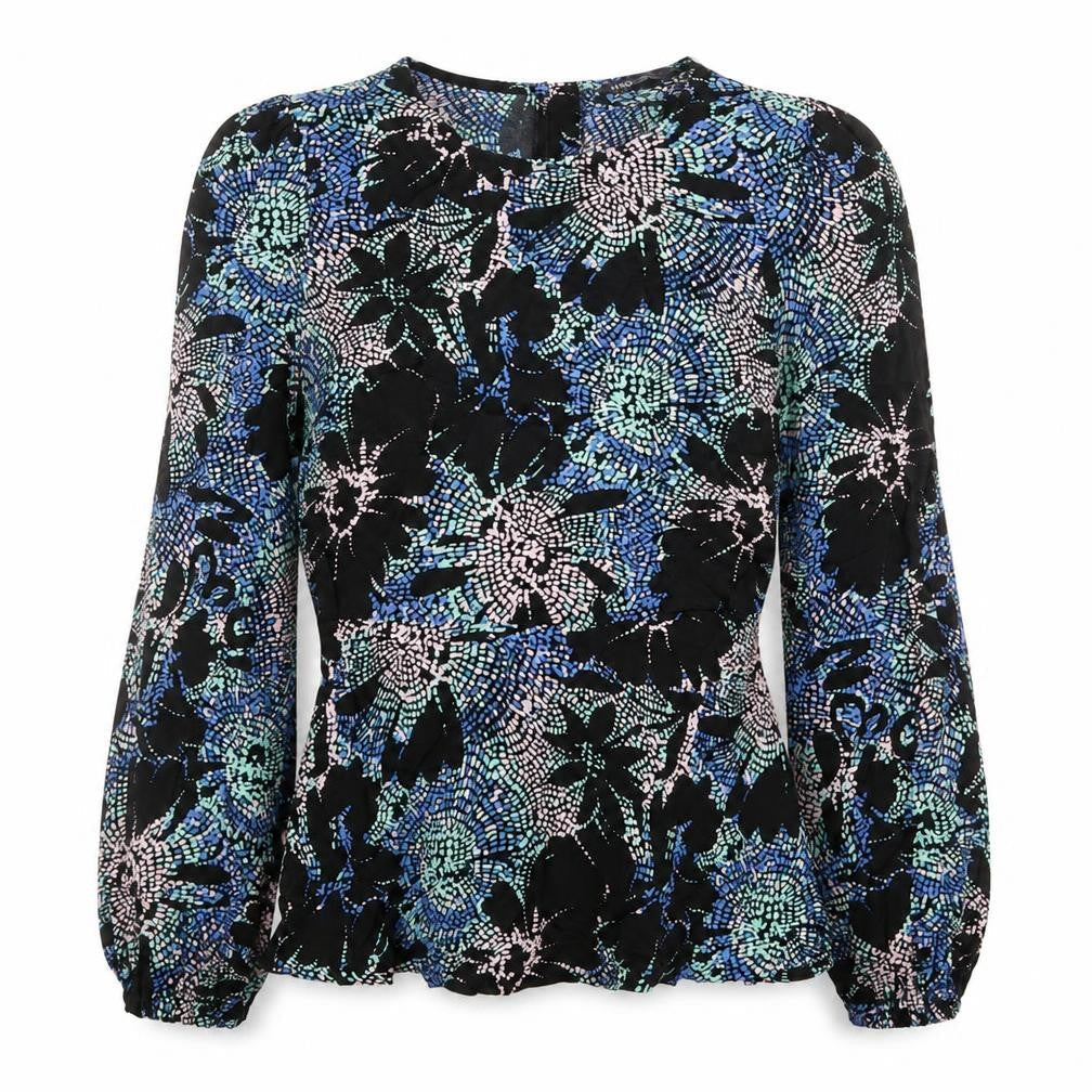 Marks & Spencer Womens Multicoloured Geometric Viscose Basic Blouse Size 6 Boat Neck
