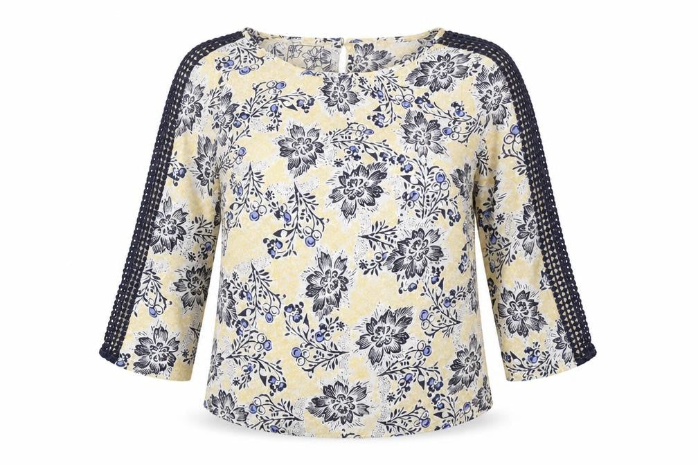 M&Co Womens Multicoloured Floral Viscose Basic Blouse Size 10 Boat Neck