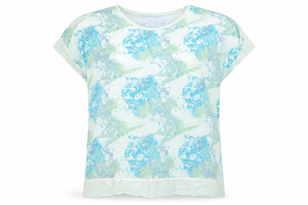 Klass Womens Multicoloured Geometric Cotton Basic T-Shirt Size 12 Round Neck