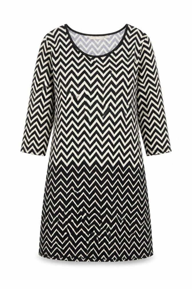 Epilogue Womens Black Geometric Polyester A-Line Size 12 Round Neck Pullover