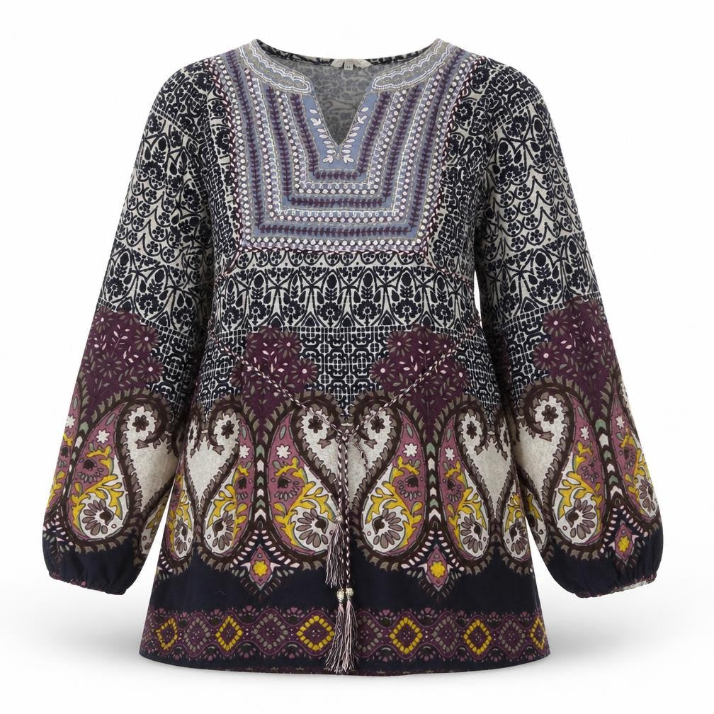 New Look Womens Multicoloured Geometric Polyester A-Line Size 14 V-Neck Pullover