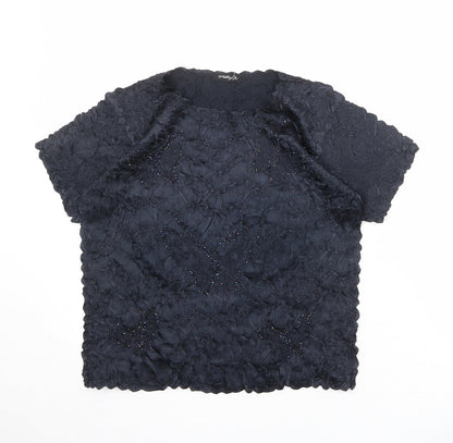 Molly Jo Womens Black Polyester Basic T-Shirt Size M Round Neck