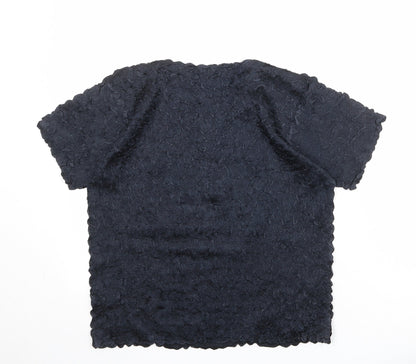 Molly Jo Womens Black Polyester Basic T-Shirt Size M Round Neck