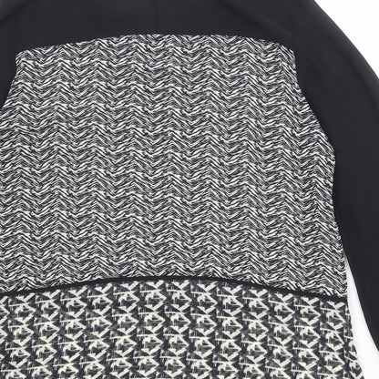 Marks & Spencer Womens Black Geometric Polyester Basic Blouse Size 12 Boat Neck
