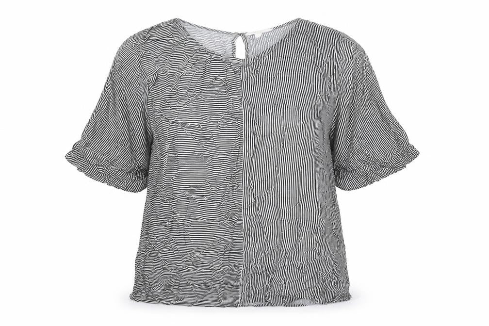 Esprit Womens Black Striped Viscose Basic Blouse Size S Boat Neck