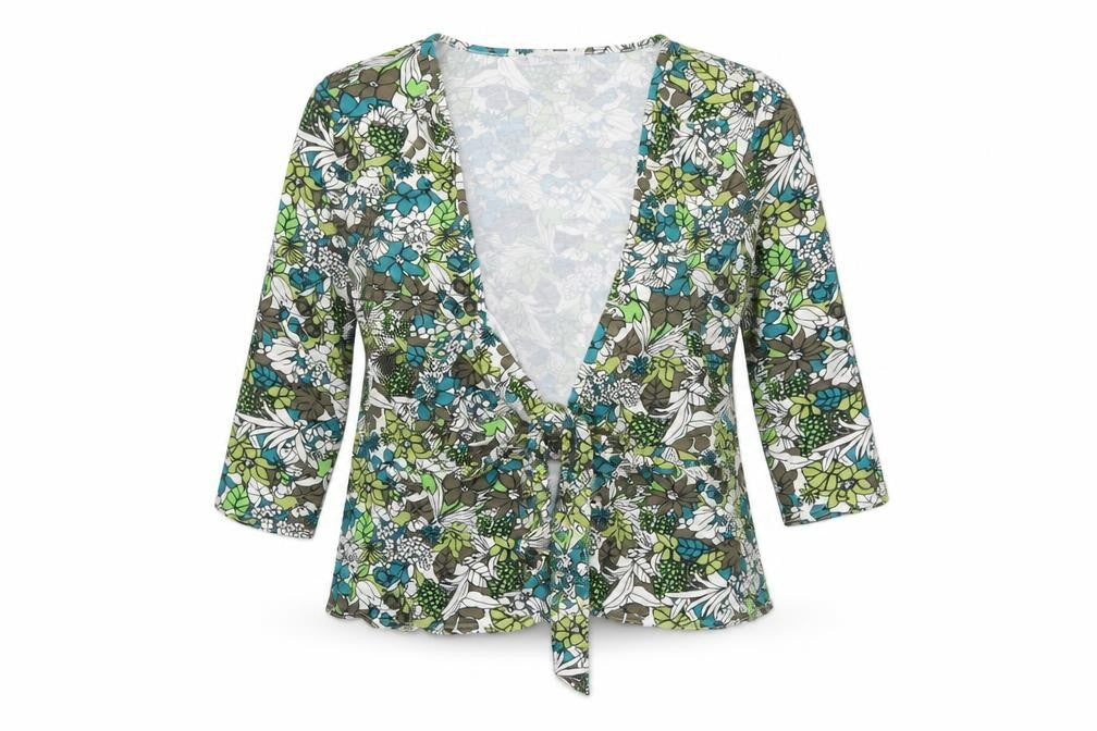 Topshop Womens Multicoloured Floral Viscose Basic Blouse Size 10 V-Neck - Tie Front